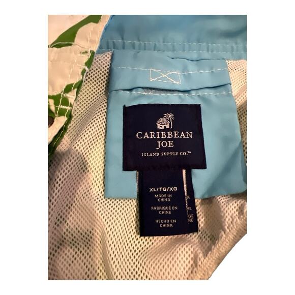 Caribbean Joe Hawaiian Kelly Green White Swim Trunks Rn0100576 Men’s Size XL - Picture 4 of 6